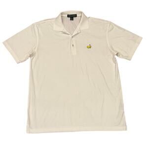 The Masters Polo Golf Shirt Mens Sz Medium White Short Sleeve Pima Cotton Preppy